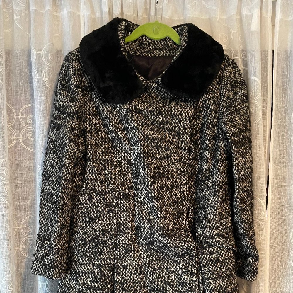 Vintage Fur Collar Pleated Skirt Coat